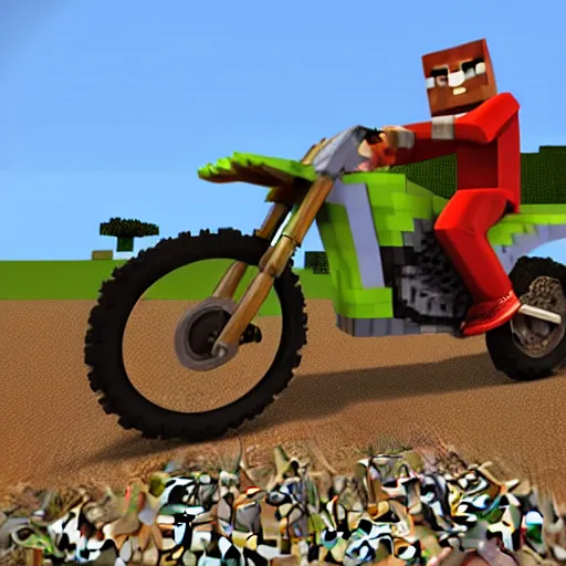 Image similar to 3d render of minecraft dirt bike unreal engine