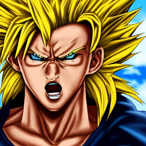 Prompt: super sayian high resolution, closeup, award winning, realistic super sayian