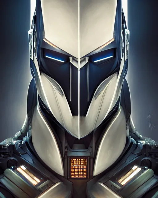 Image similar to symmetry!! portrait of a transformers robot acting as batman, intricate, elegant, highly detailed, digital painting, artstation, concept art, smooth, sharp focus, illustration, art by artgerm and greg rutkowski and alphonse mucha, 8 k