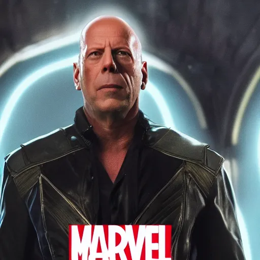 Image similar to Bruce Willis being a Marvel villain, 4K