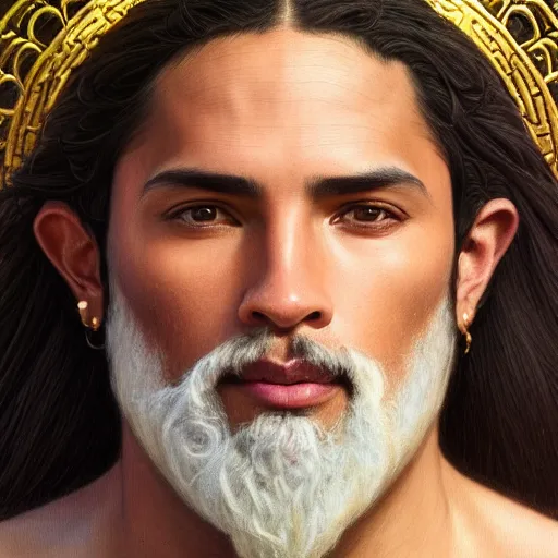 Prompt: perfectly-centered-Portrait of a latino cleric druid god, The Perfect Human male Specimen, intricate, elegant, athletic, super highly detailed, professional digital painting, artstation, concept art, smooth, sharp focus, no blur, no dof, extreme illustration, Unreal Engine 5, 8K, art by artgerm and greg rutkowski and alphonse mucha loish and WLOP