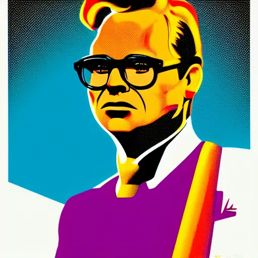 Image similar to individual francois legault portrait retro futurist illustration art by butcher billy, sticker, colorful, illustration, highly detailed, simple, smooth and clean vector curves, no jagged lines, vector art, smooth andy warhol style