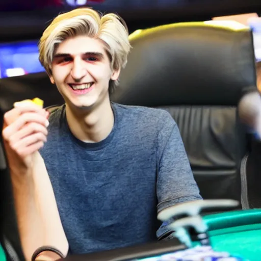 Image similar to really handsome gigachad xqc gigachad gambling : : realistic : : 1 dslr : : 1 - - quality 2