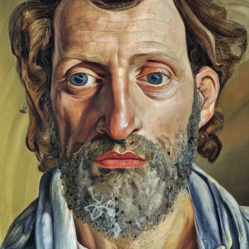 Image similar to high quality high detail painting by lucian freud, hd, portrait of jesus