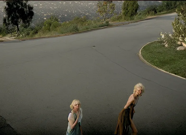 Image similar to Naomi Watts walking Mulholland Drive, Gregory Crewdson, Joel Sternfeld