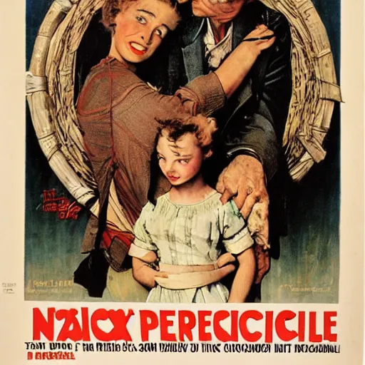 Prompt: The Saci perere, movie poster, artwork by Norman Rockwell