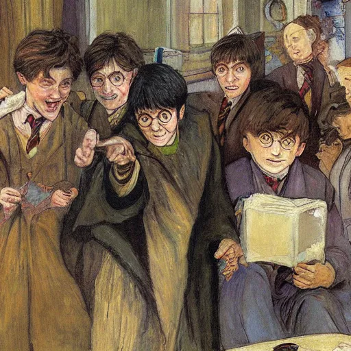 Image similar to Harry Potter, painting by Mikhail Vrubel