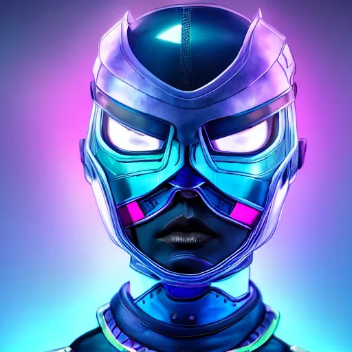 Image similar to a stunning upper body portrait of a beautiful young woman wearing futuristic navy blue and teal battle bodyarmor with pauldrons and inset glowing fine neon lines and ombre purple and pink hairstyle with hair blowing in the wind, by marvel comics, highly detailed, fine detail, intricate, digital art, trending on artstation