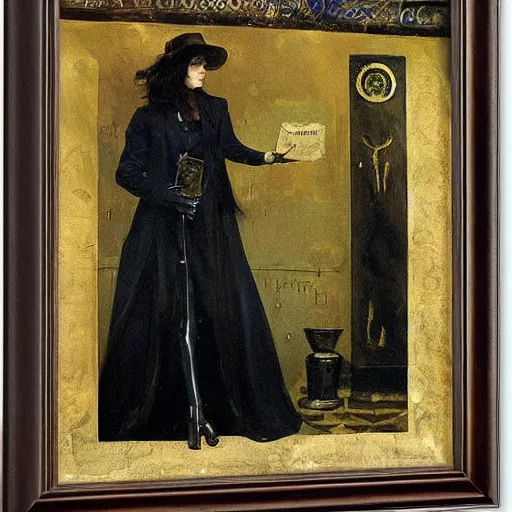 Image similar to female occult detective by alfred stevens