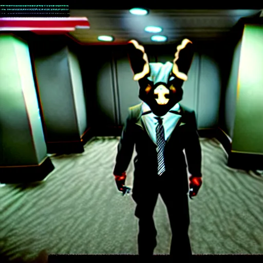 Prompt: screenshot from the pc game payday 2 ( max settings ) demonstrating the fursuit unlock