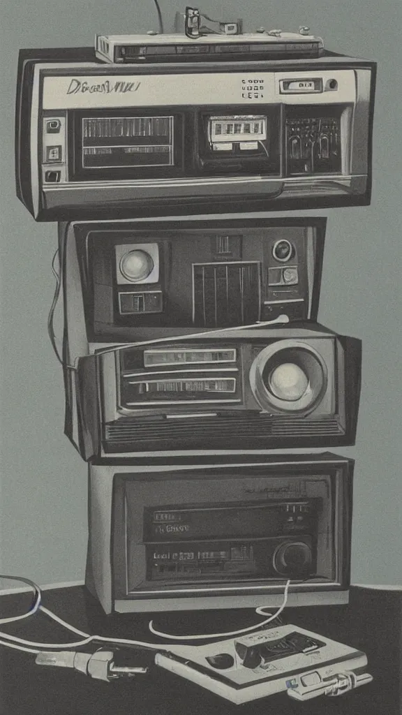 Image similar to 1 9 8 0 s airbrush surrealism illustration of a radio by dennis magdich