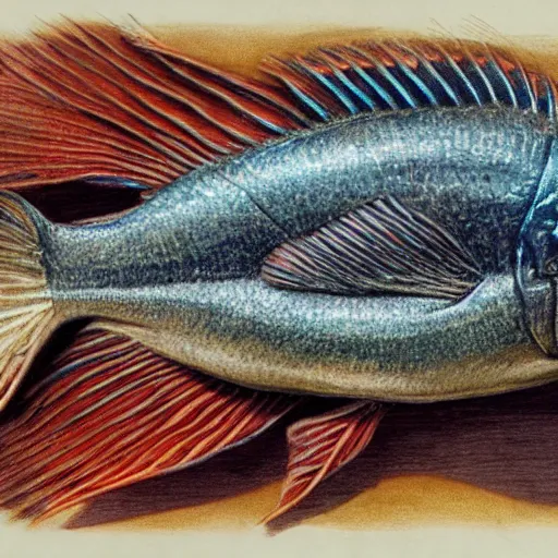 Prompt: anatomy of a fish, text book, photorealistic, high detail