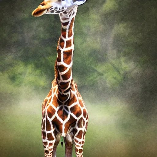 Prompt: a giraffe meditating, yoga, meditation, photorealistic