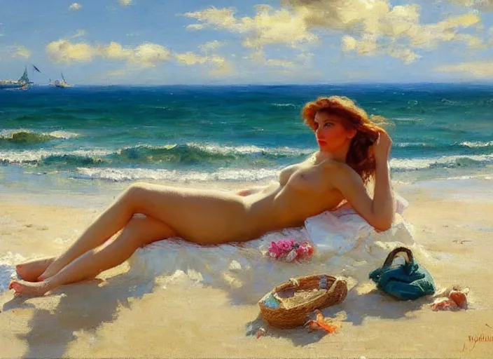 Image similar to gigachad relaxing on the beach by vladimir volegov and alexander averin and delphin enjolras and daniel f. gerhartz