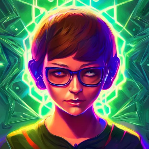 Image similar to skill magic geek inside matrix deepdream radiating a glowing aura stuff loot legends stylized digital illustration video game icon artstation lois van baarle, ilya kuvshinov, rossdraws,