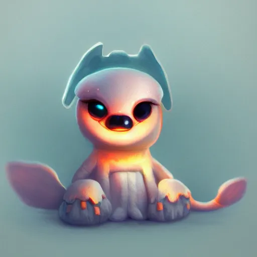 Image similar to adorable glowing creature, trending on artstation, cute, big eyes, matte painting, concept art