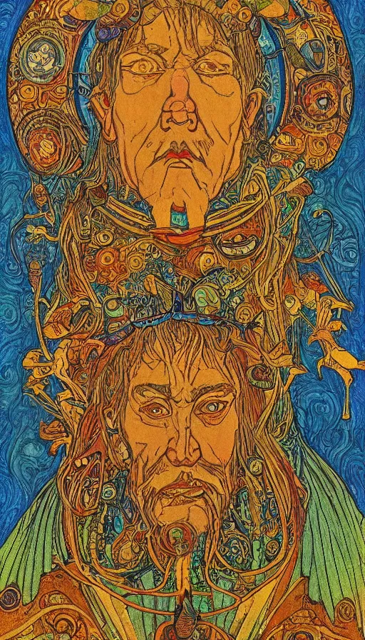 Image similar to portrait of a digital shaman, by ivan bilibin,