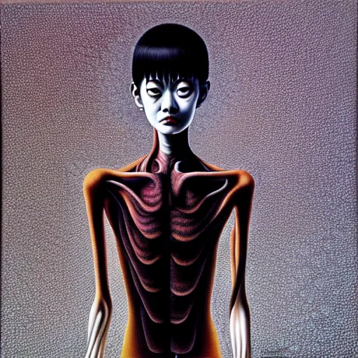 Prompt: mythos of ego. ethos of id. by junji ito, hyperrealistic photorealism acrylic on canvas