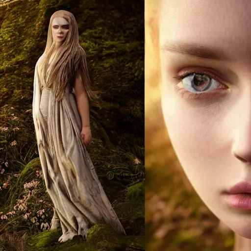 Prompt: photo portrait of a beautiful pagan scandanavian female, depth of field, zeiss lens, detailed, symmetrical, centered, by edward robert hughes, connor hibbs, annie leibovitz and steve mccurry, david lazar, jimmy nelsson, breathtaking, 8 k resolution, extremely detailed, beautiful, establishing shot, artistic, hyperrealistic, beautiful face, octane render