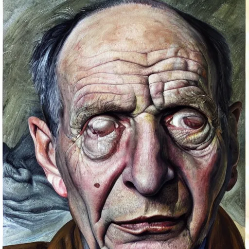 Prompt: high quality high detail painting by lucian freud, hd, portrait of mad jack nicolson