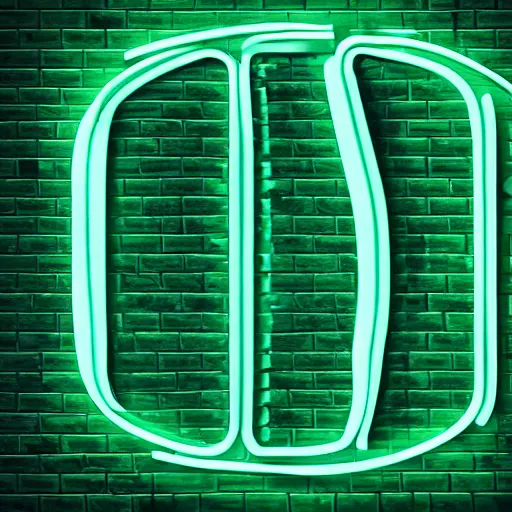 Image similar to a neon letter t engulfed in green flames on a teal and pastel green background,