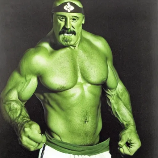 Image similar to hulk hogan as green hulk