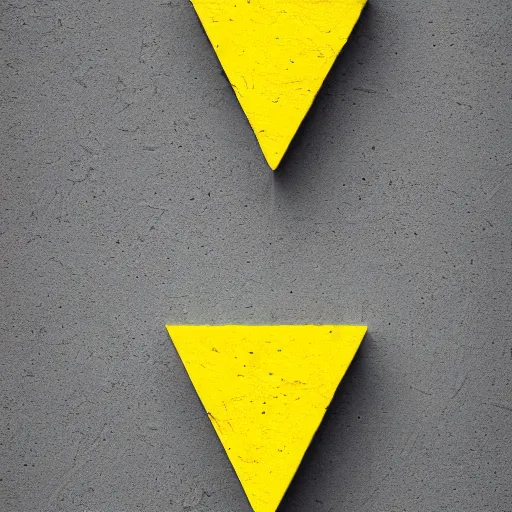 Prompt: a yellow triangle made of bricks with a top hat answering a phone, hyperrealism