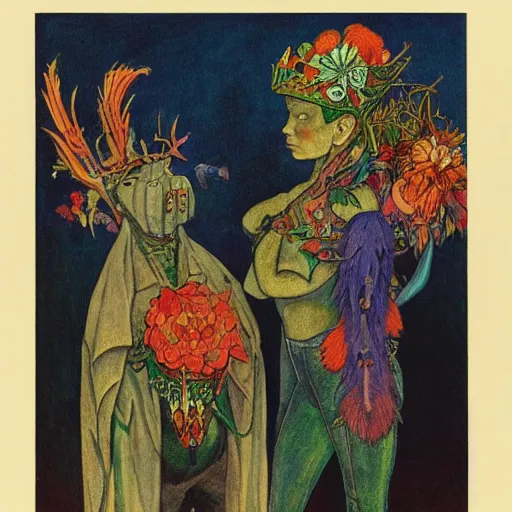 Image similar to the bone crown, by annie swynnerton and leo and diane dillon and ( diego rivera ) and adolf wolfli, elaborate costume, flowers, iridescent beetles, rich color, dramatic cinematic lighting, smooth, sharp focus, extremely detailed