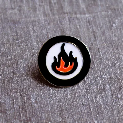 Image similar to retro minimalistic clean fire warning enamel pin