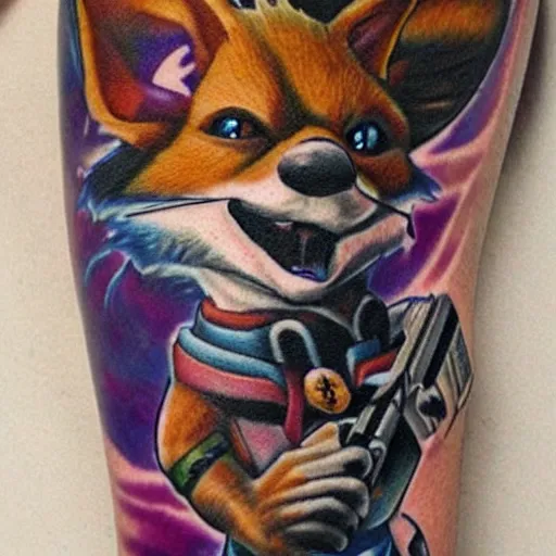Image similar to an amazing tattoo of star fox