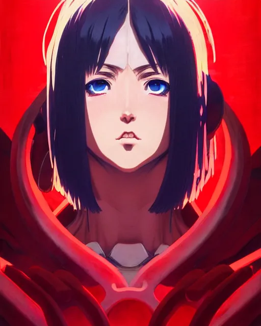 Image similar to ares in arena of blood | | very very anime!!!, fine - face, audrey plaza, realistic shaded perfect face, fine details. anime. realistic shaded lighting poster by ilya kuvshinov katsuhiro otomo ghost - in - the - shell, magali villeneuve, artgerm, jeremy lipkin and michael garmash and rob rey