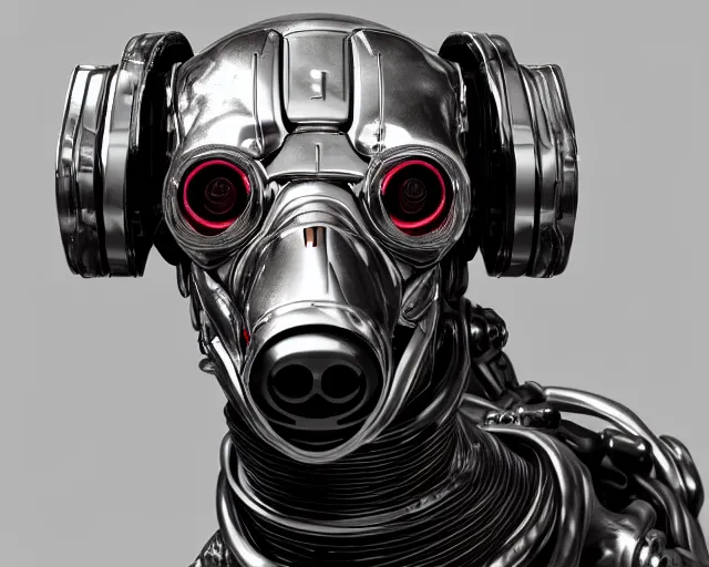 Image similar to portrait of terminator dachshund robot, mechanical, machine, octane render, concept art, sharp focus, hyper - realistic, intricate, detailed, eduard pronin, luka mivsek, ruan jia