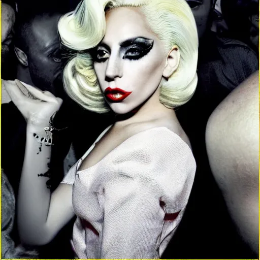 Image similar to lady gaga mixed with marylin manson