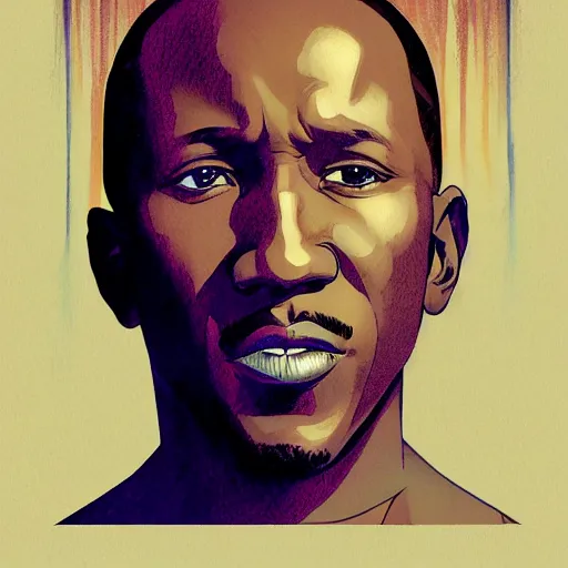 Image similar to mahershala ali portrait as manga character, realistic shaded perfect face, fine details. anime. realistic shaded lighting poster by ilya kuvshinov katsuhiro otomo ghost - in - the - shell, magali villeneuve, artgerm, jeremy lipkin and michael garmash and rob rey