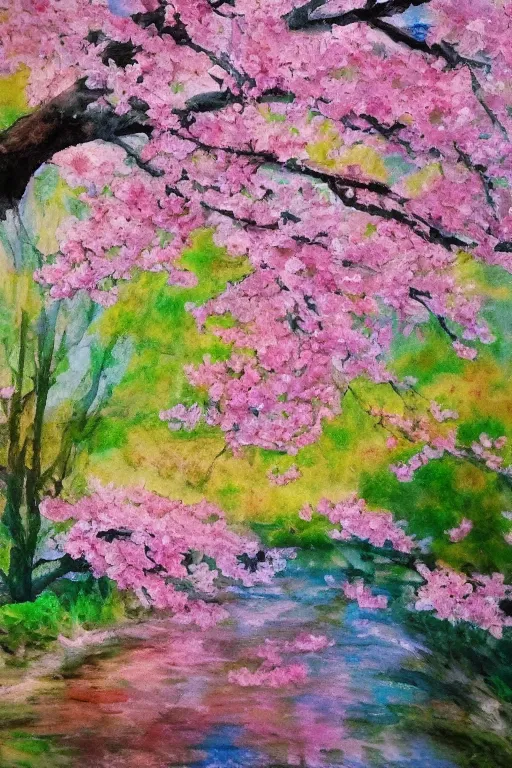 Image similar to Hanami flowers in impressionism style