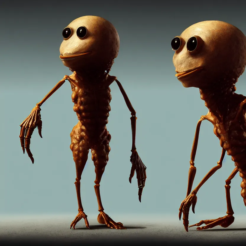 Image similar to A beautiful concept art of standing anthropomorphic biped flea on white background, unreal engine, by james gurney, inspired by Abe's Odyssey