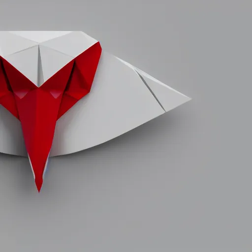 Image similar to 2 dimensional, vector, low poly, white eagle icon, red background, cgsociety, artstation, octane render