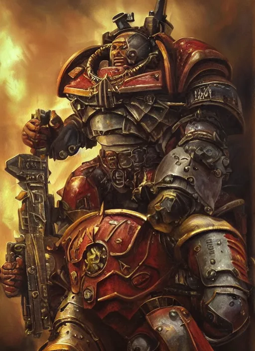 Image similar to Warhammer 40,000 at portrait，Oil canvas，Realism，Renaissance，Detailed Digital Art