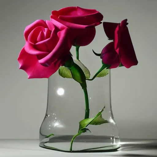 Prompt: rose made out of glass dramatic lighting