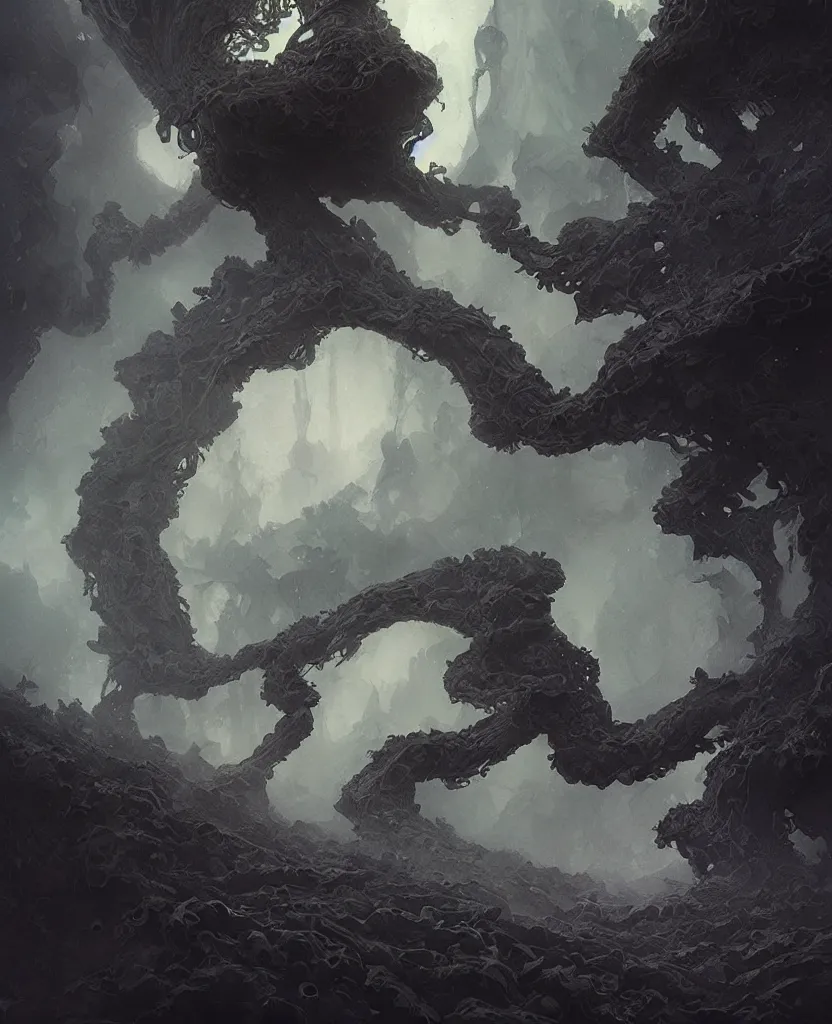 Prompt: realistic photography from space of planet earth devoured by a black fungus, deep focus, intricate, elegant, highly detailed, foggy, misterious, digital painting, artstation, concept art, matte, sharp focus, art by artgerm and greg rutkowski and alphonse mucha