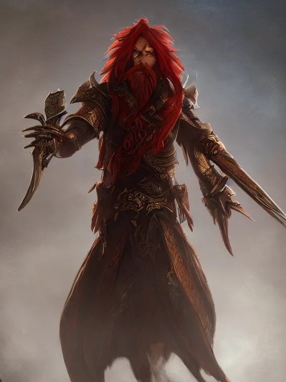 Prompt: Red Headed Slender Male Bard looking Shifty, RPG Character Reference, Oil Painting, Trending on Artstation, octane render, Insanely Detailed, 8k, HD