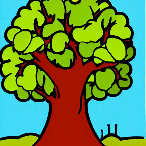 Prompt: an apple tree, image suitable for use as an icon, simple cartoon style