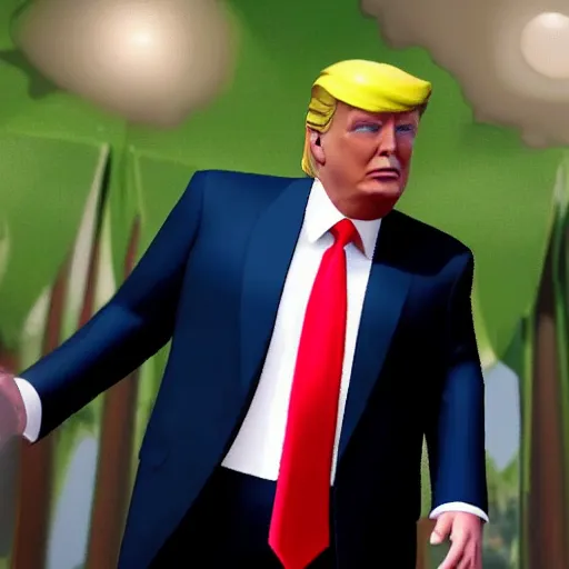 Image similar to A still of donald trump from fortnite