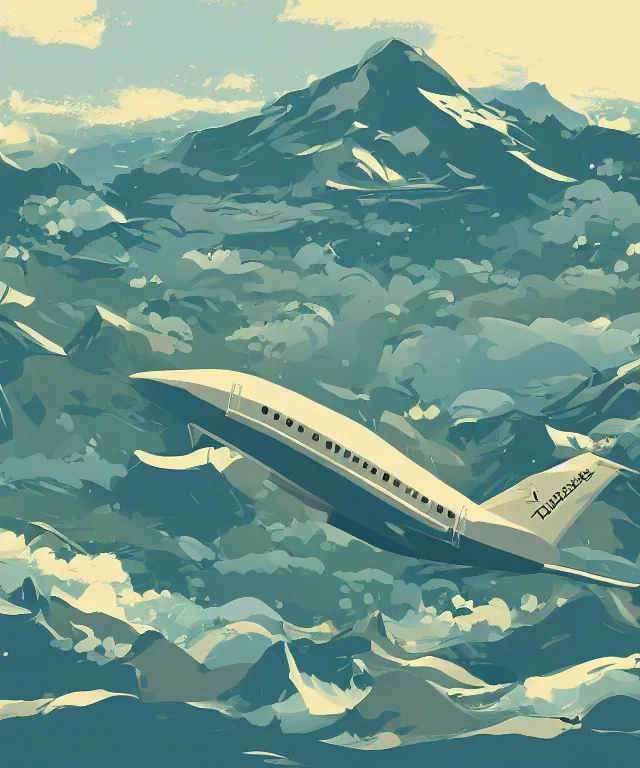Image similar to airplane mountain water by dongkyu lim illustration vector digital art trending on artstation