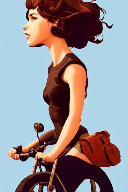 Image similar to a girl on a motorcycle, centered, solid bacgkround, median photoshop filter cutout vector behance, hd by artgerm, jesper ejsing, by rhads, makoto shinkai and lois van baarle, ilya kuvshinov, rossdraws, illustration, art by ilya kuvshinov and gustav klimt