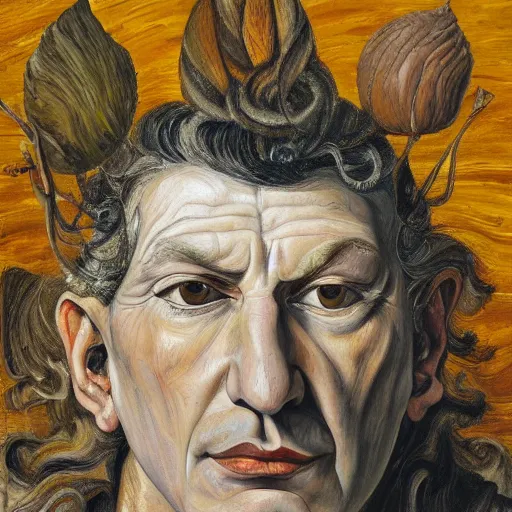 Image similar to high quality high detail painting by lucian freud, hd, portrait of shiva, god