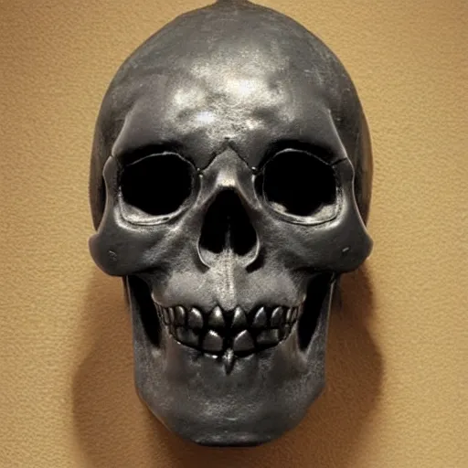 Image similar to perfect statue of evil skull mask made from black marble with gold, by johannes voss and michelangelo and donatello