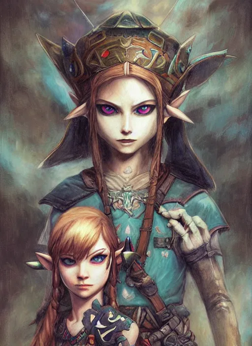 Prompt: legend of zelda twilight princess by james jean, manuel sanjulian, tom bagshaw