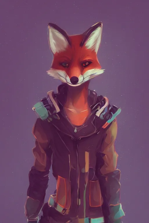 Image similar to a fox fursona, trending on artstation, by kawacy, furry art, digital art, cyberpunk, high quality, backlighting