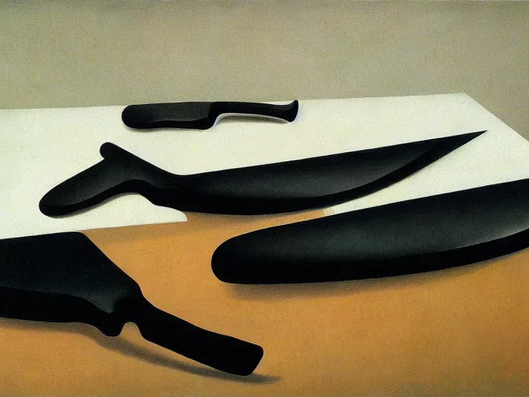 Prompt: knives, painting by rene magritte, high detail, high resolution